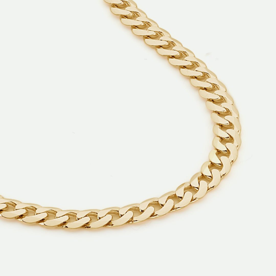 9ct Yellow Gold Solid Curb Chain Bracelet (4mm) 8 inch