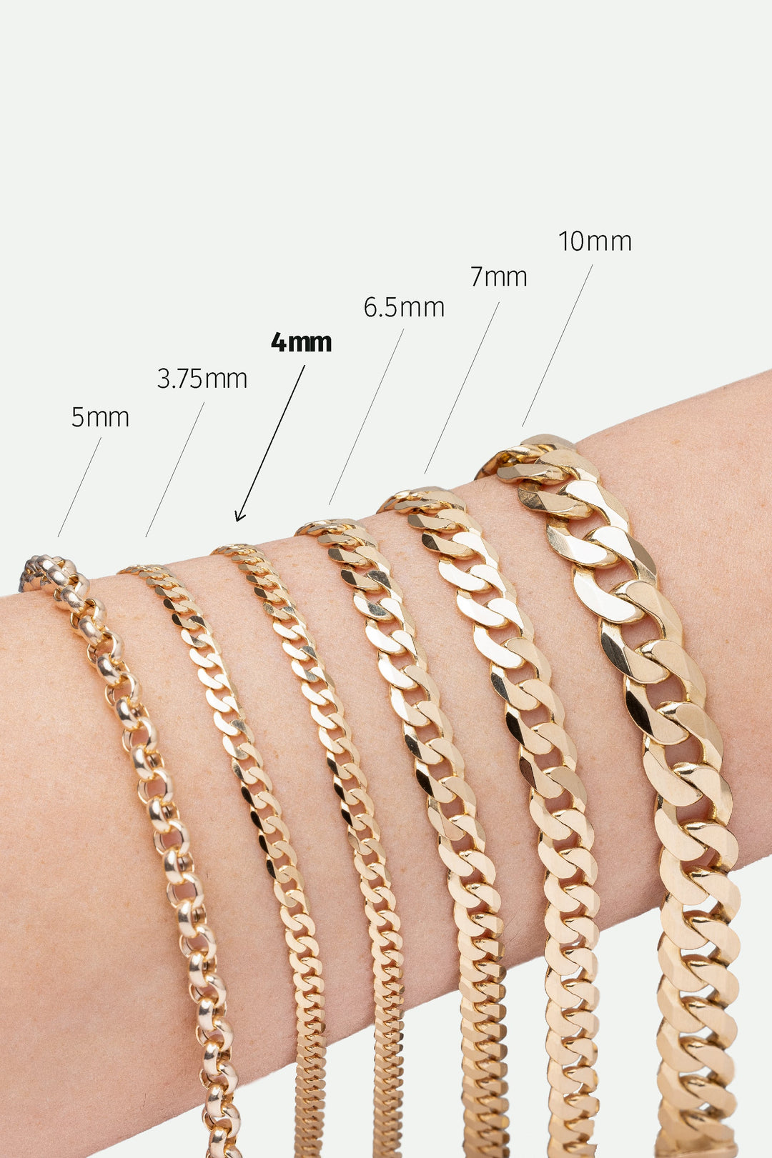 9ct Yellow Gold Solid Curb Chain Bracelet (4mm) 8 inch-3