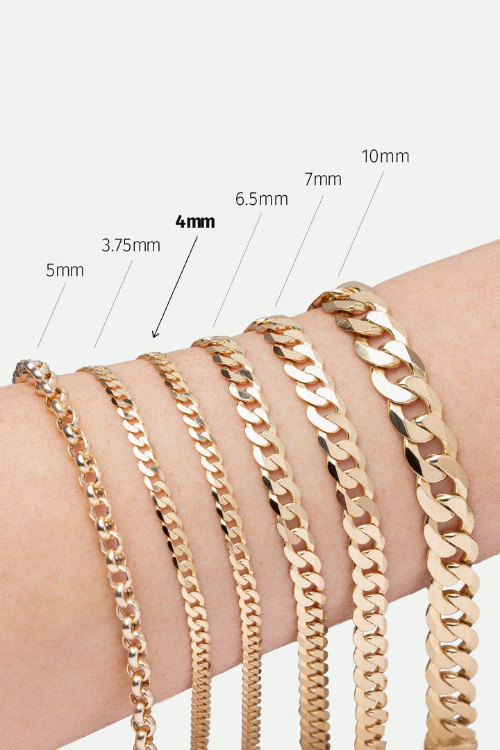 9ct Yellow Gold Solid Curb Chain Bracelet (4mm) 8 inch-3