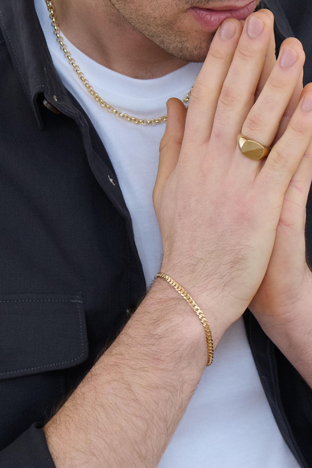 9ct Yellow Gold Solid Curb Chain Bracelet (4mm) 8 inch-1