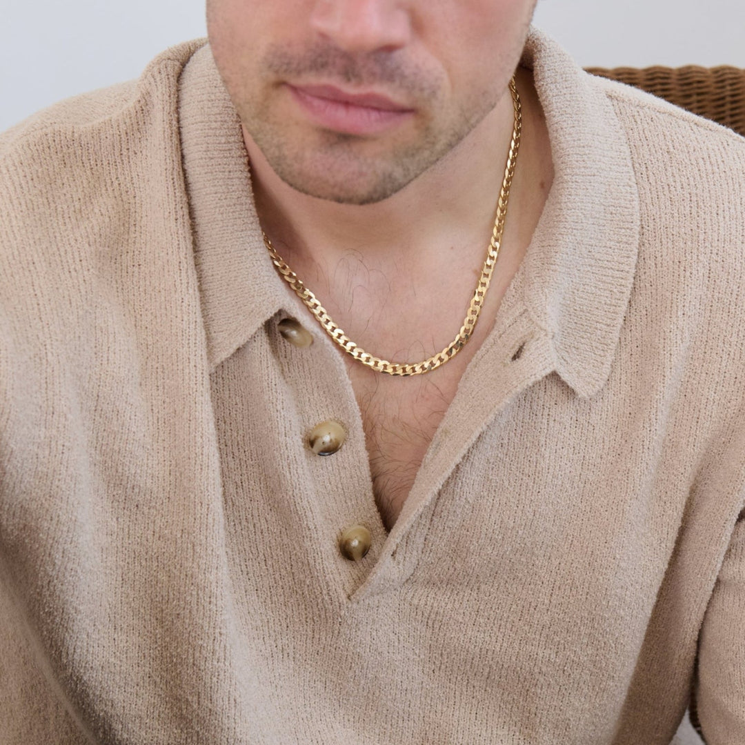 9ct Yellow Gold Solid Curb Chain Necklace (6.5mm) 20 inch