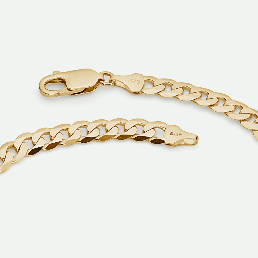 9ct Yellow Gold Solid Curb Chain Necklace (6.5mm) 20 inch