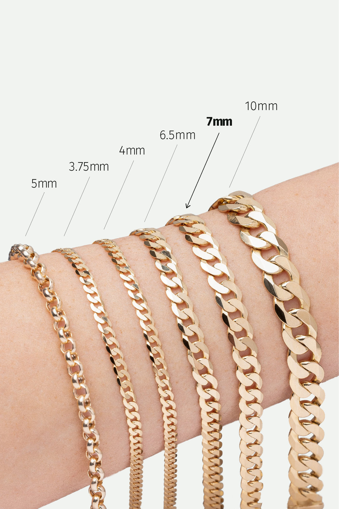 9ct Yellow Gold Solid Curb Chain Bracelet (7mm) 8.25 inch-3