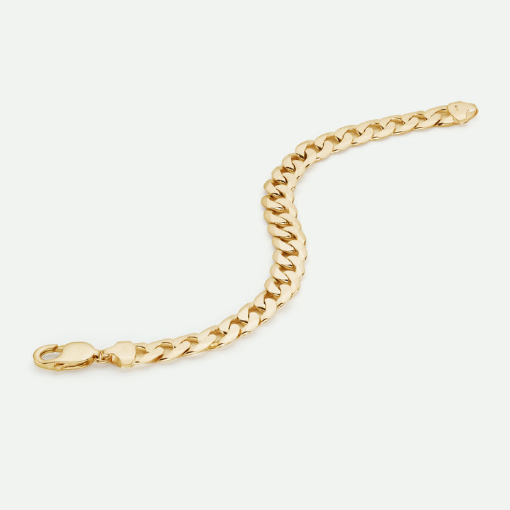 9ct Yellow Gold Solid Curb Chain Bracelet (10mm) 8.25 inch