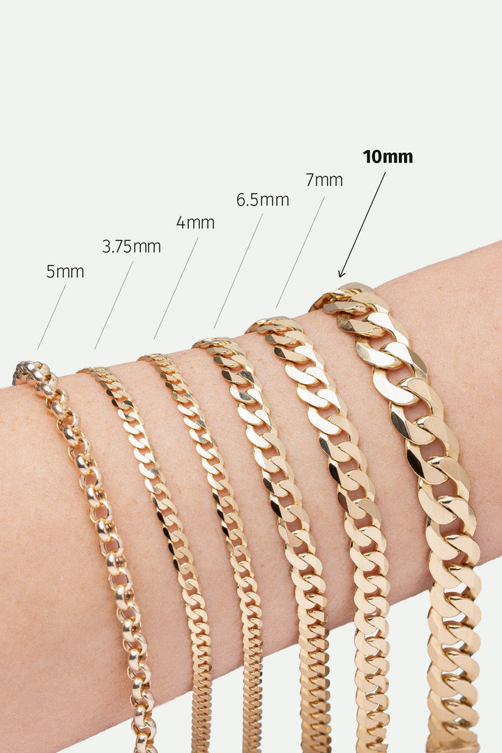 9ct Yellow Gold Solid Curb Chain Bracelet (10mm) 8.25 inch-3