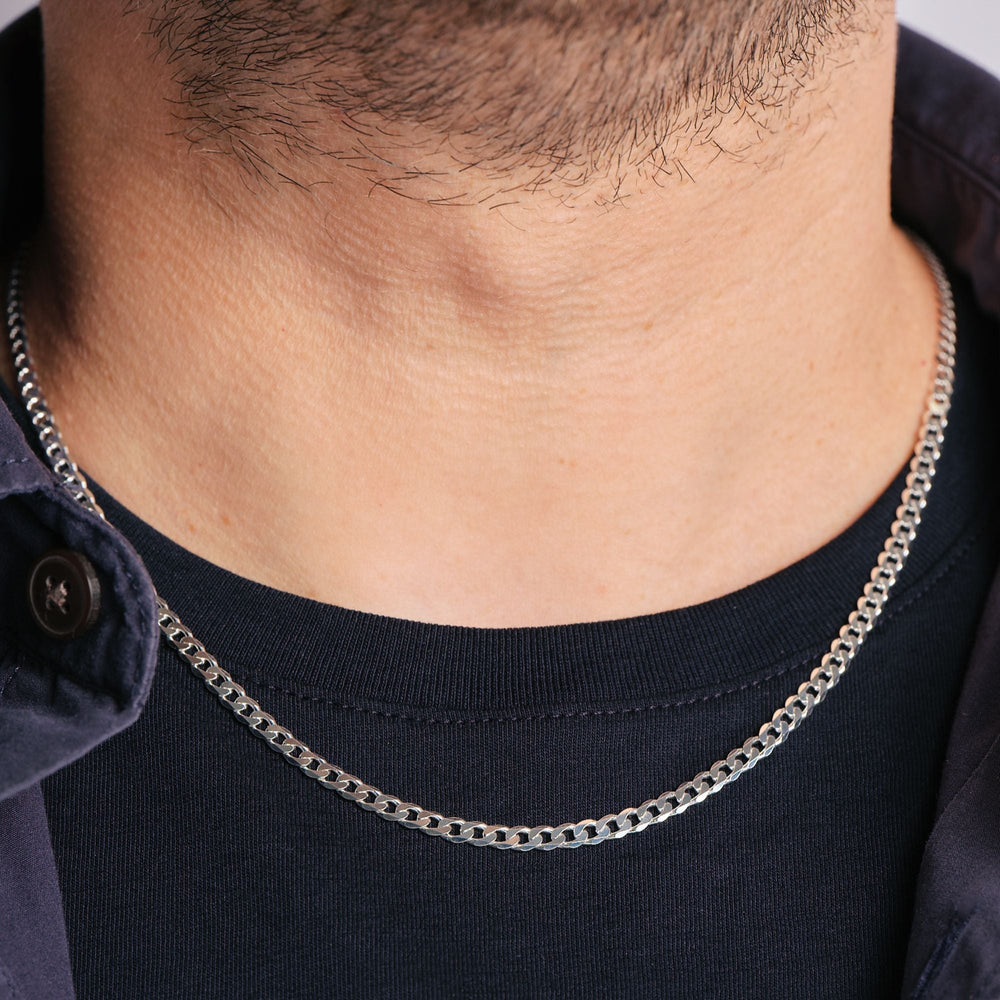 Sterling Silver Curb Chain (3.5mm) Necklace 20 inch