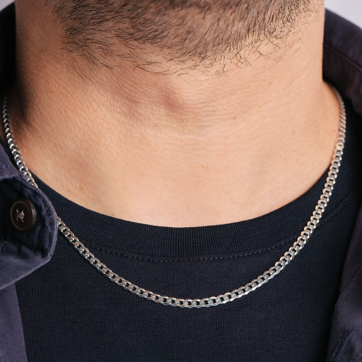 Sterling Silver Curb Chain (3.5mm) Necklace 20 inch