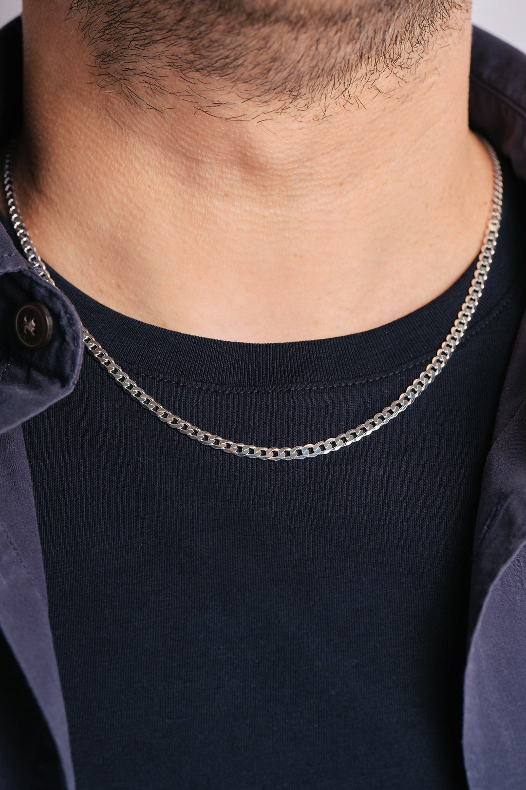 Sterling Silver Curb Chain (3.5mm) Necklace 20 inch-3