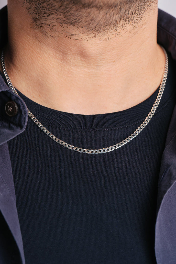 Sterling Silver Curb Chain (3.5mm) Necklace 20 inch-3