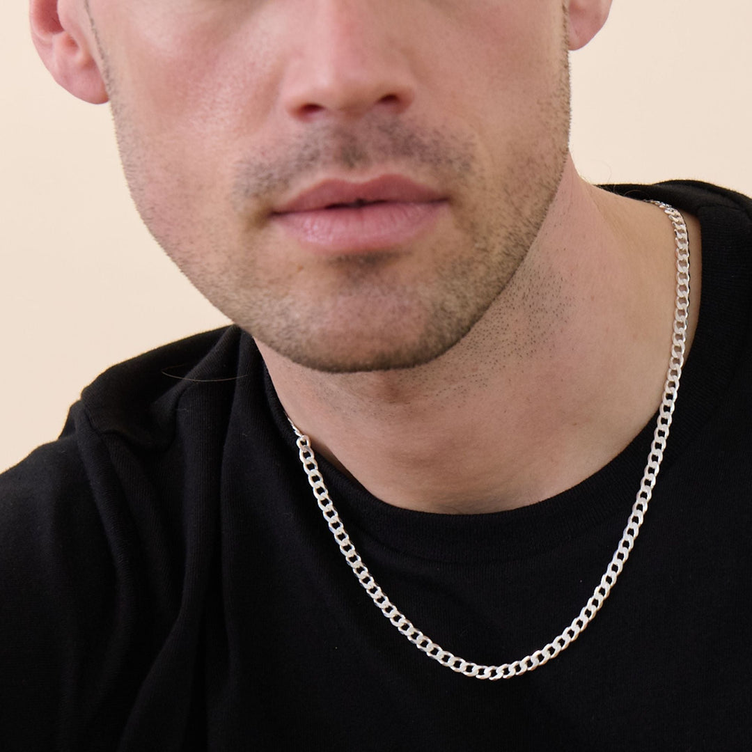 Sterling Silver Curb Chain (4.3mm) Necklace 20 inch