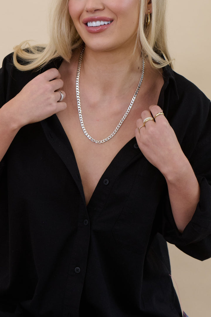 Sterling Silver Curb Chain (5.5mm) Necklace 22 inch-3