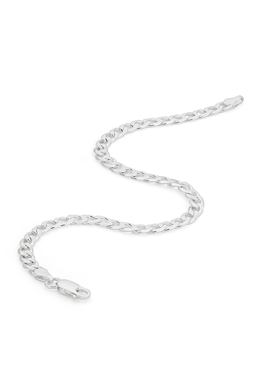 Sterling Silver Curb Chain (4.3mm) Bracelet 8 inch-0