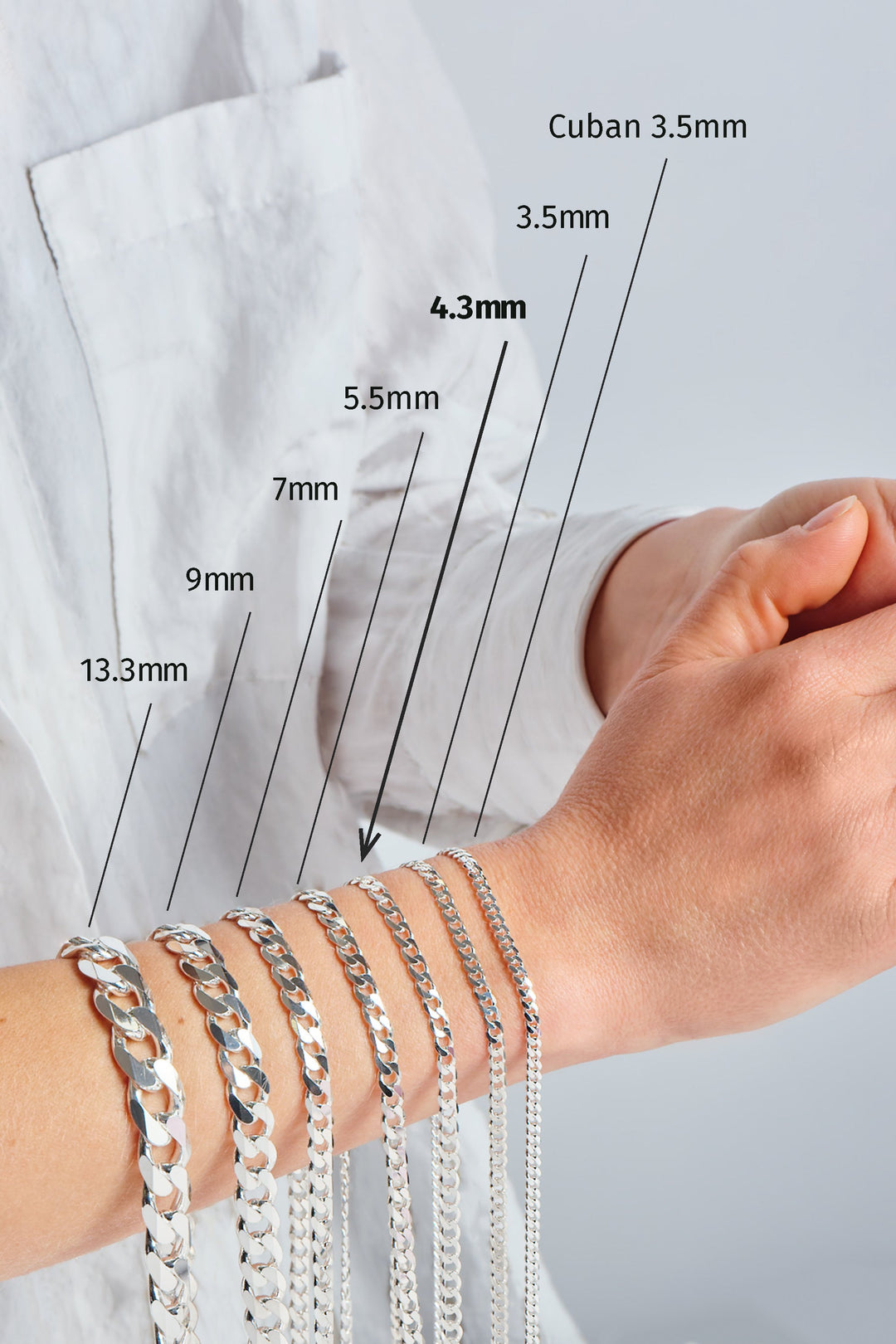 Sterling Silver Curb Chain (4.3mm) Bracelet 8 inch-3