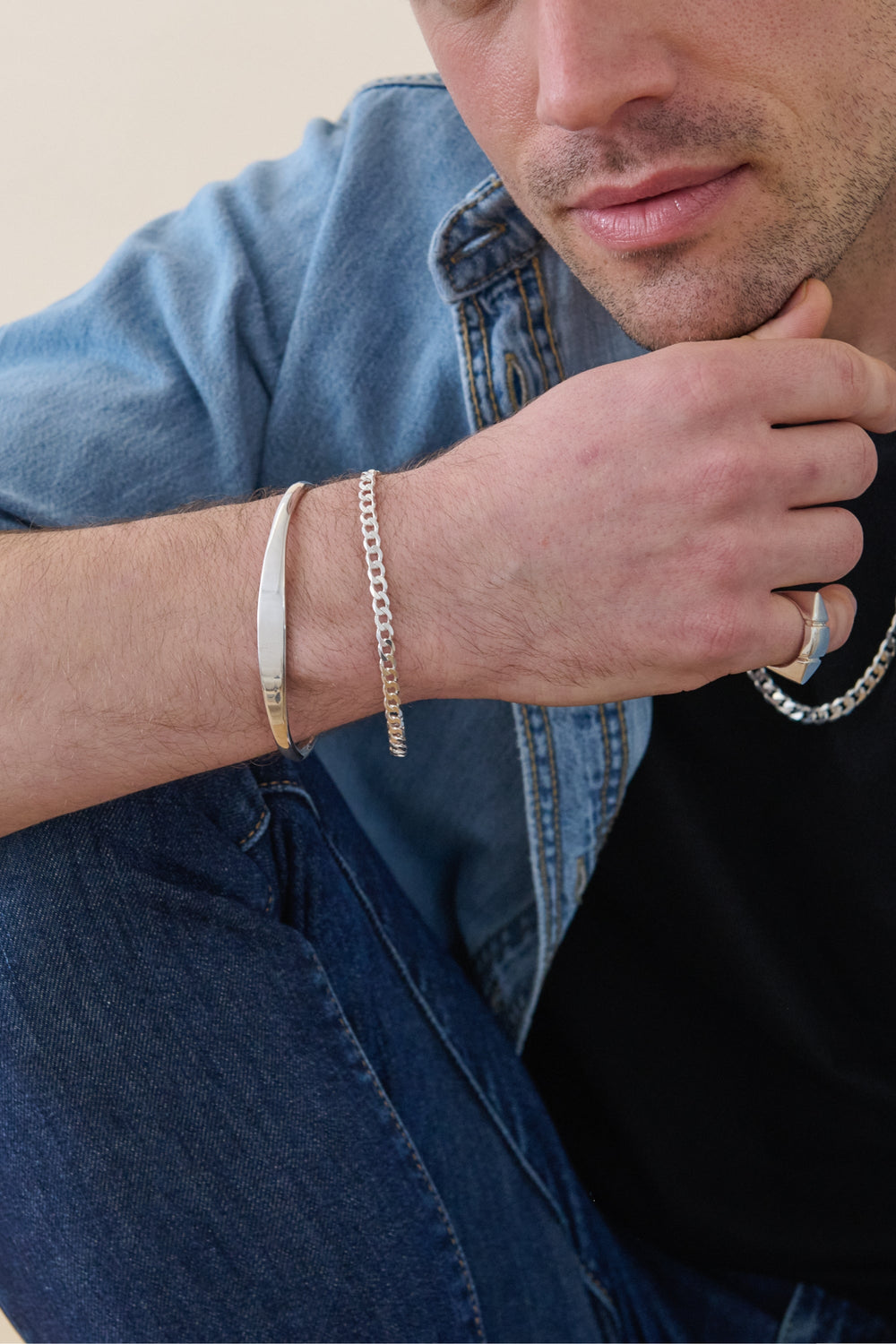 Sterling Silver Curb Chain (4.3mm) Bracelet 8 inch-1
