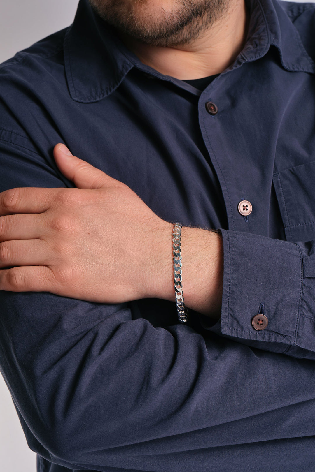 Sterling Silver Curb Chain (7mm) Bracelet 8 inch