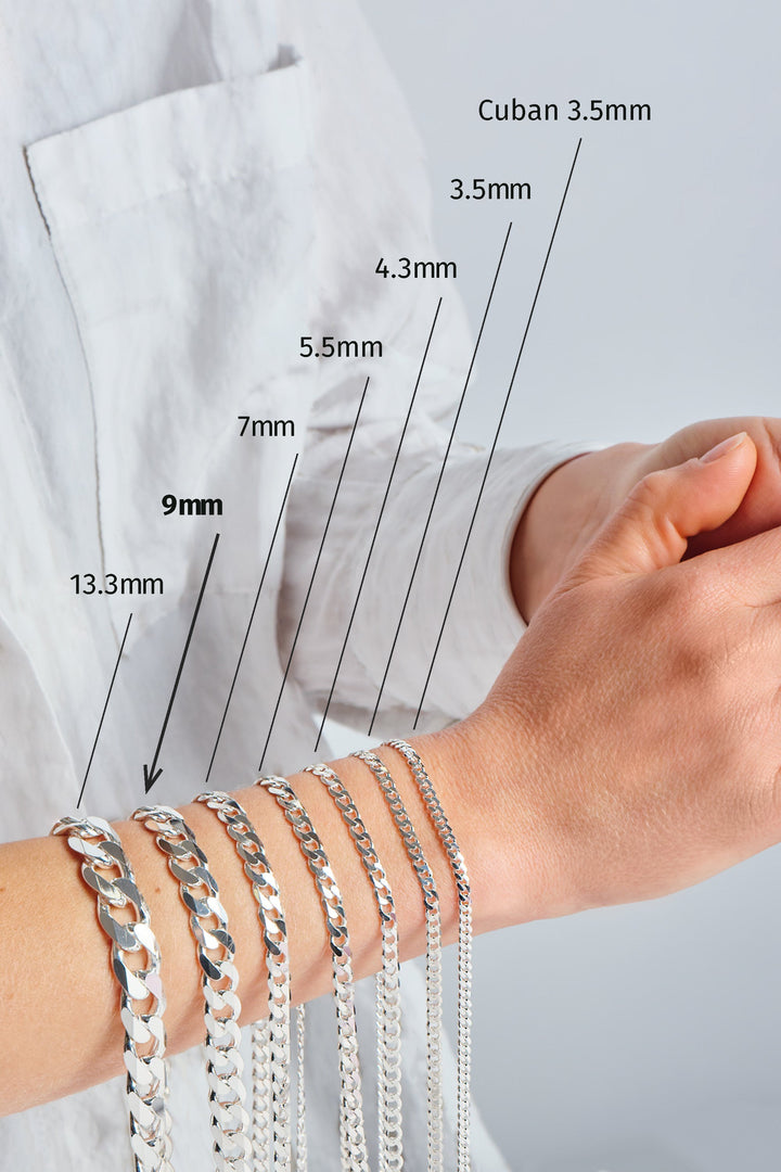 Sterling Silver Curb Chain (9mm) Bracelet 8 inch-3