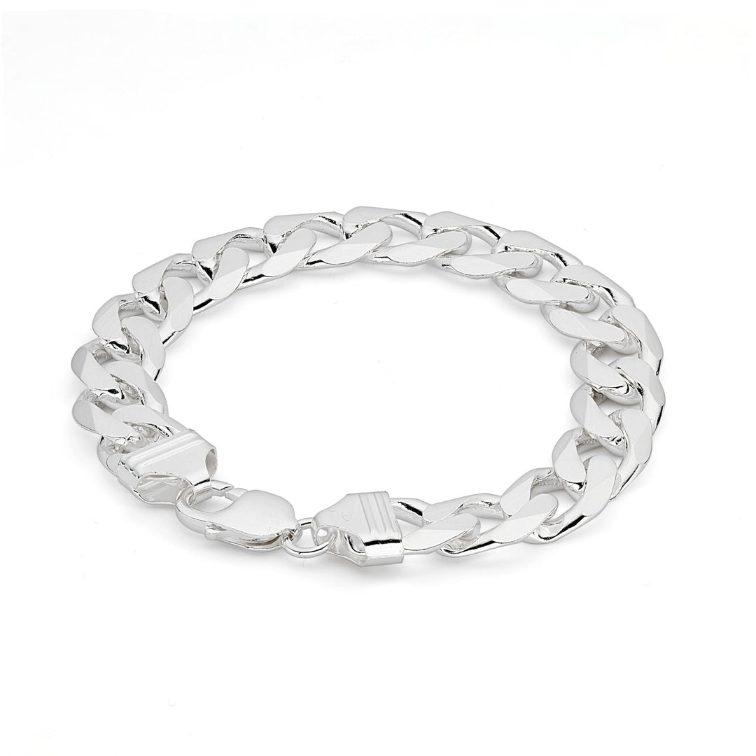Sterling Silver Curb Chain (13.3mm) Bracelet 8.5 inch