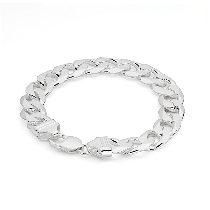 Sterling Silver Curb Chain (13.3mm) Bracelet 8.5 inch