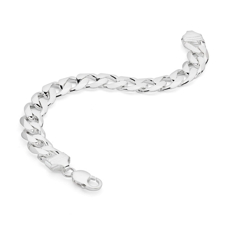 Sterling Silver Curb Chain (13.3mm) Bracelet 8.5 inch