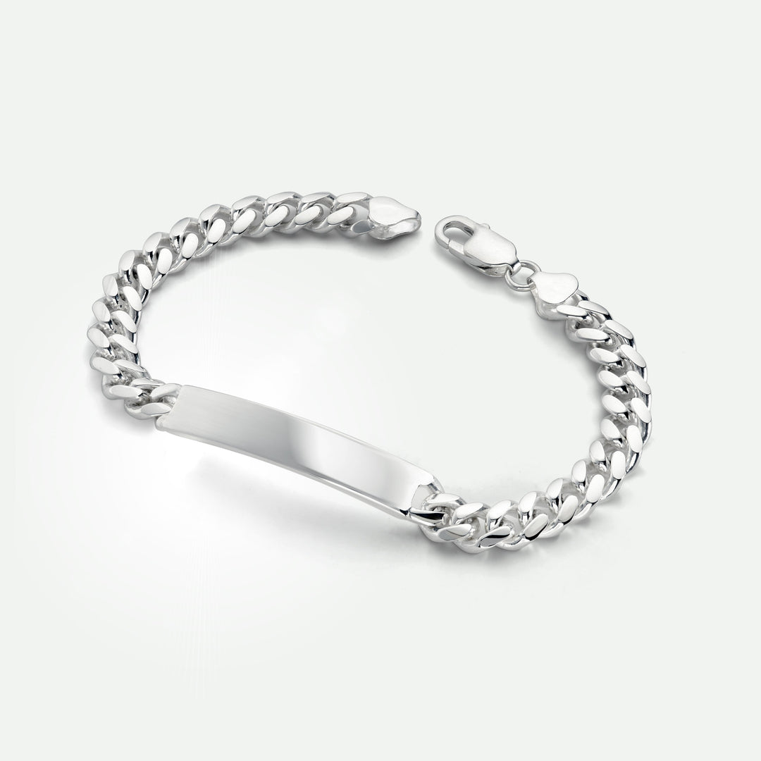 Sterling Silver Curb Chain Cuban (8mm) ID Bracelet 8.5 inch