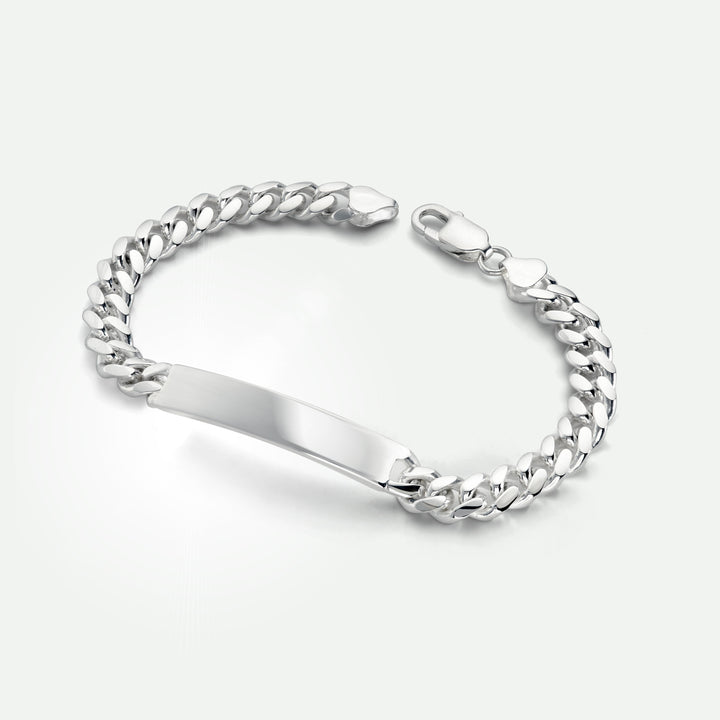 Sterling Silver Curb Chain Cuban (8mm) ID Bracelet 8.5 inch