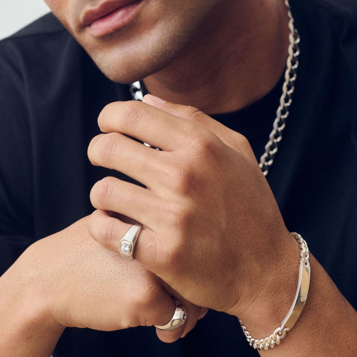 Sterling Silver Curb Chain Cuban (8mm) ID Bracelet 8.5 inch