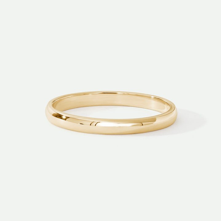 Classic 9ct Yellow Gold D-Shape Wedding Band Ring - 2mm