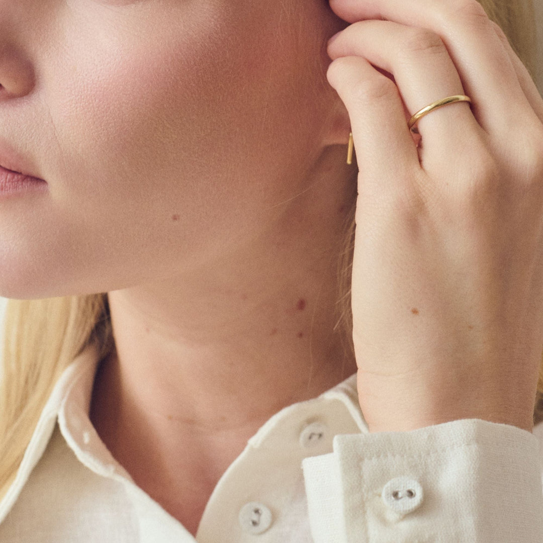 Classic 9ct Yellow Gold D-Shape Wedding Band Ring - 2mm