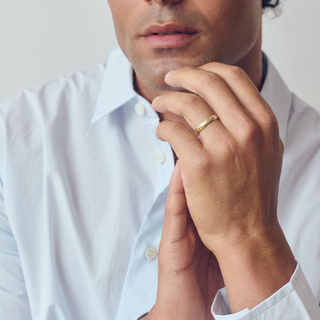 Classic 9ct Yellow Gold D-Shape Wedding Band Ring - 4mm