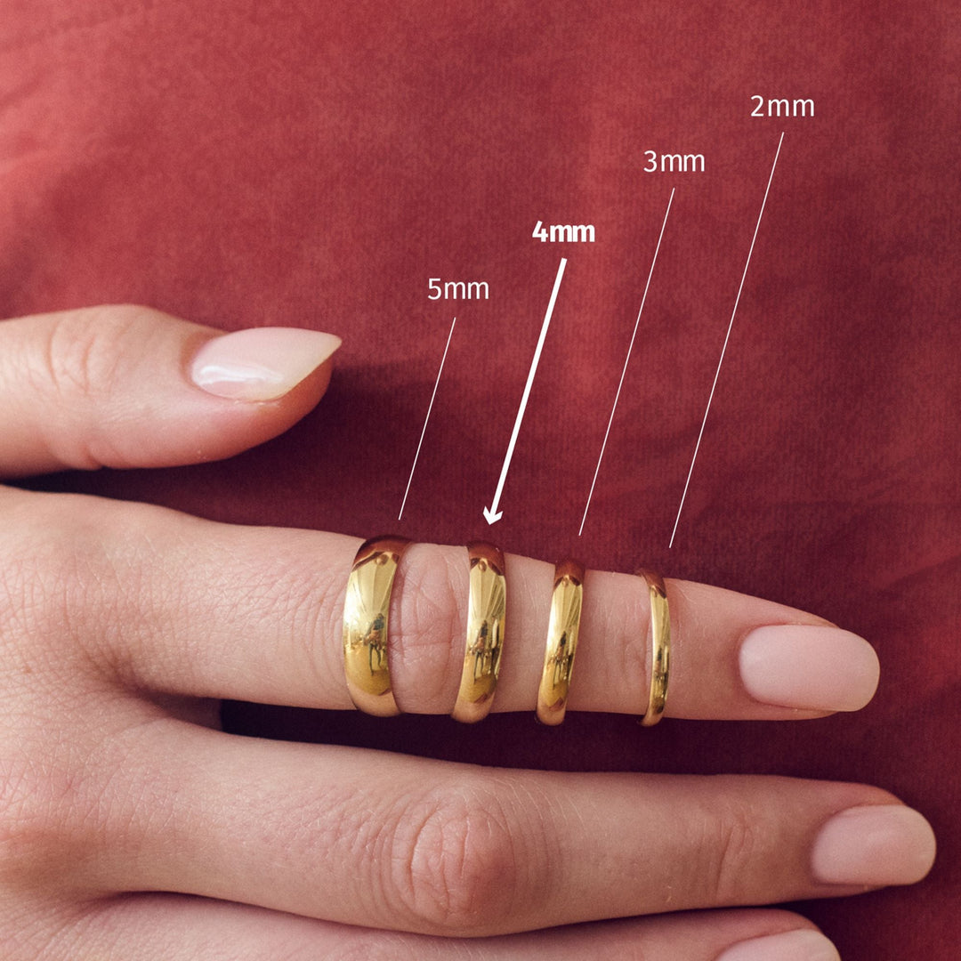 Classic 9ct Yellow Gold D-Shape Wedding Band Ring - 4mm