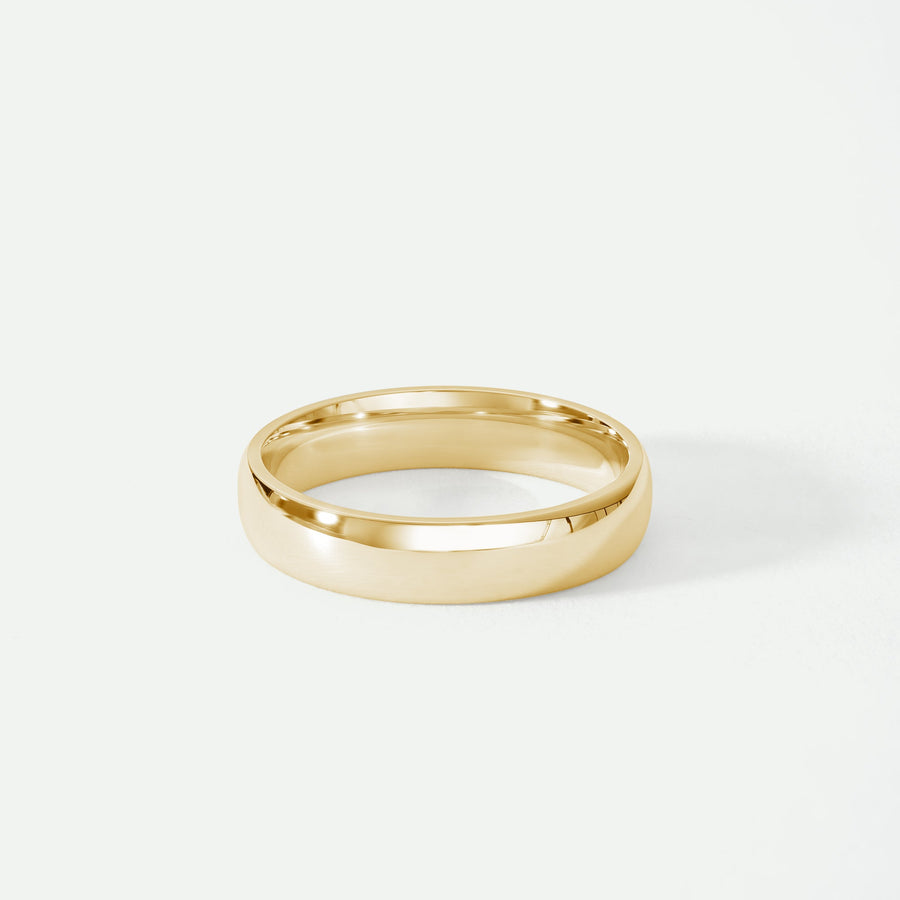 Classic 9ct Yellow Gold Court Wedding Band Ring - 4mm