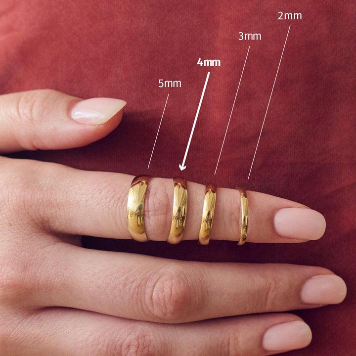 Classic 9ct Yellow Gold Court Wedding Band Ring - 4mm