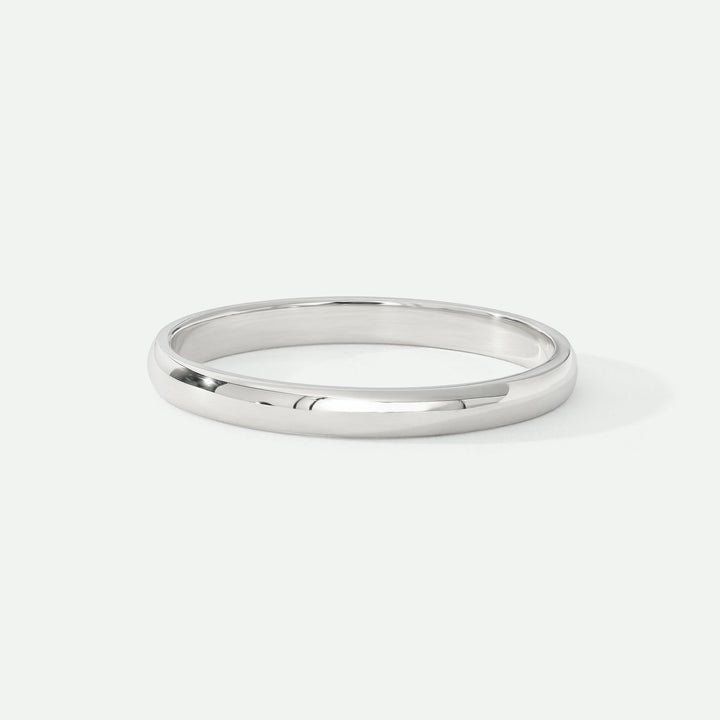 Classic 9ct White Gold D-Shape Wedding Band Ring - 2mm