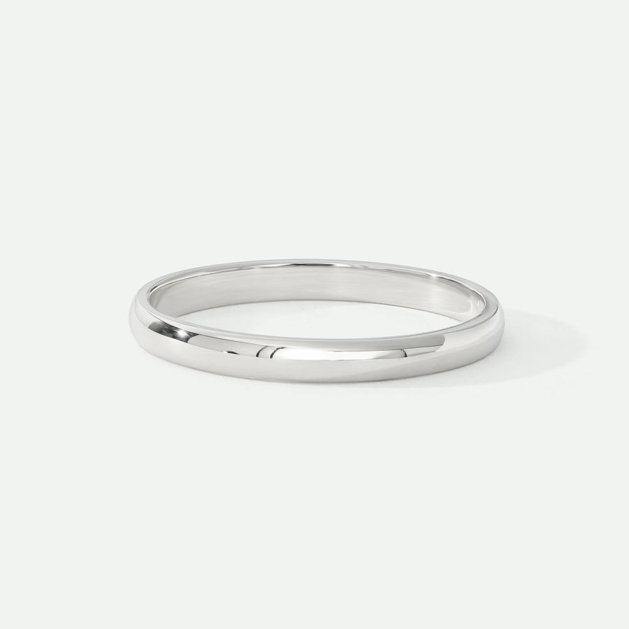 Classic 9ct White Gold D-Shape Wedding Band Ring - 2mm