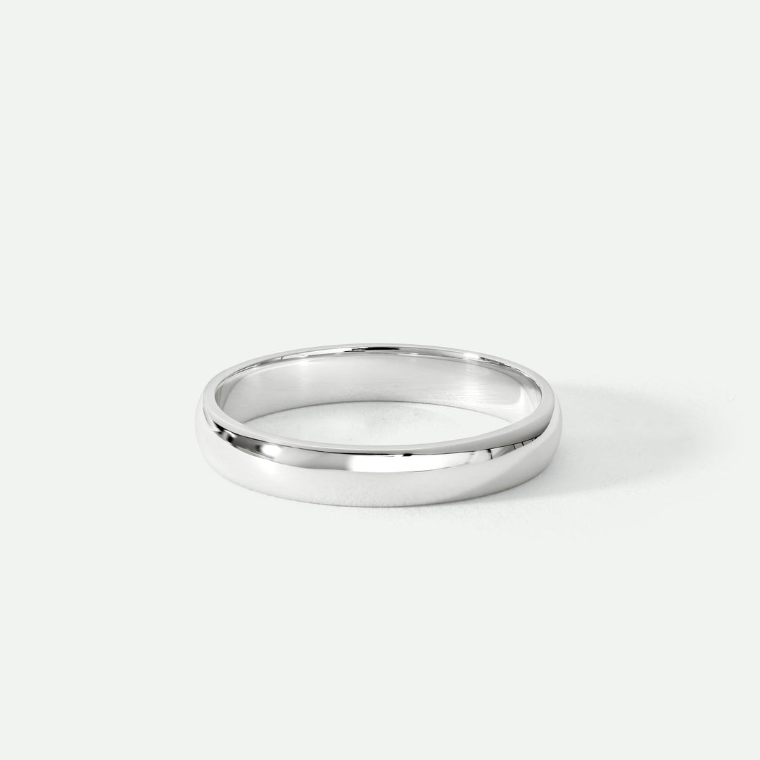 Classic 9ct White Gold D-Shape Wedding Band Ring - 3mm