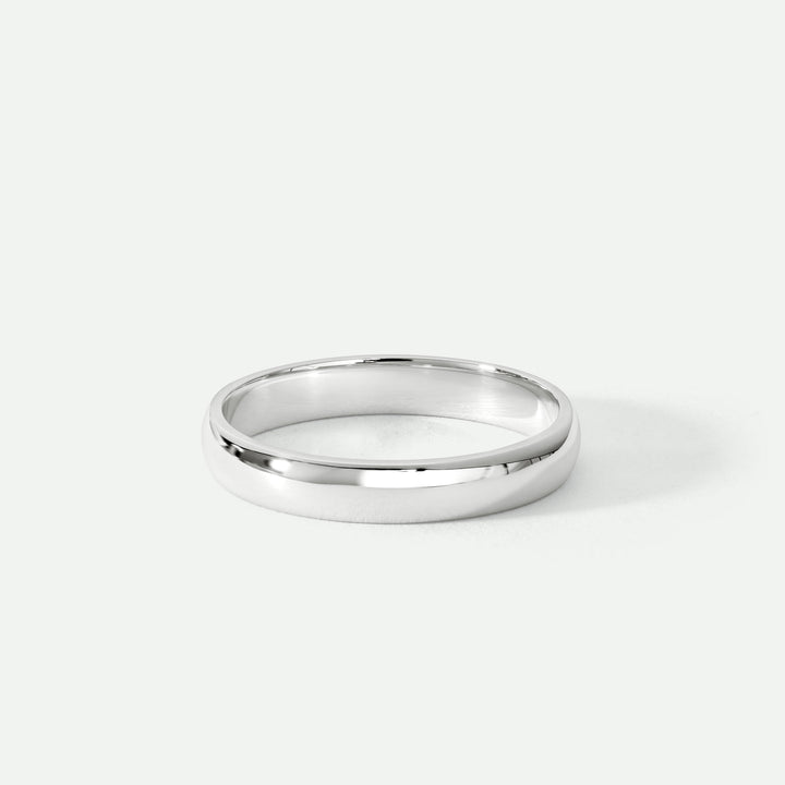 Classic 9ct White Gold D-Shape Wedding Band Ring - 3mm