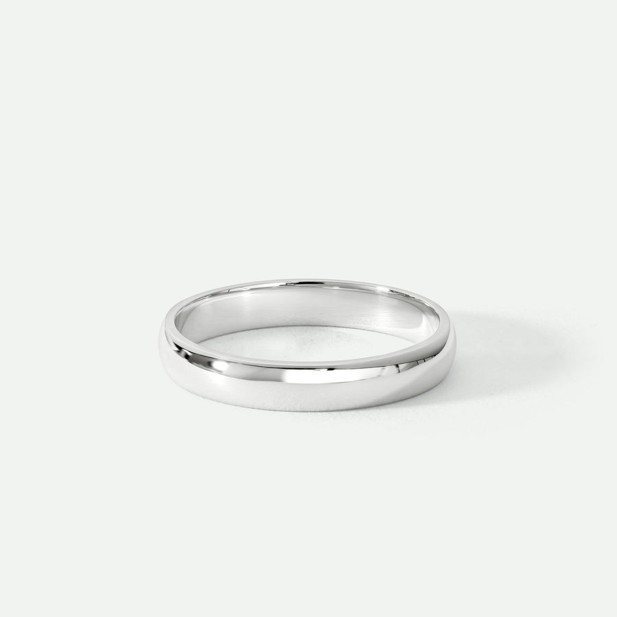 Classic 9ct White Gold D-Shape Wedding Band Ring - 3mm