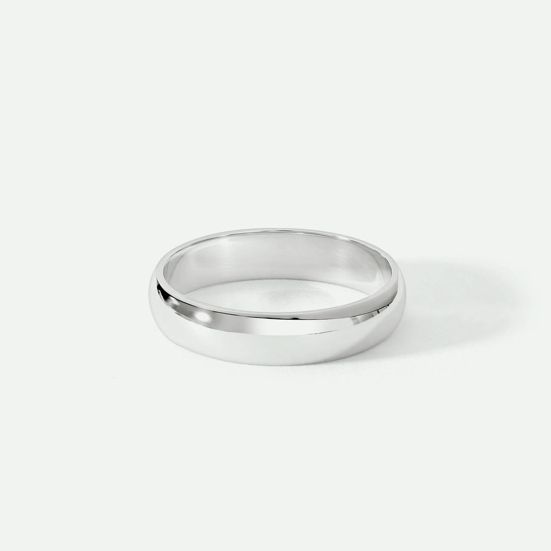 Classic 9ct White Gold D-Shape Wedding Band Ring - 4mm