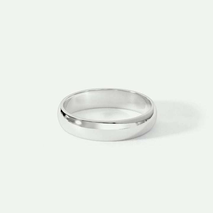 Classic 9ct White Gold D-Shape Wedding Band Ring - 4mm