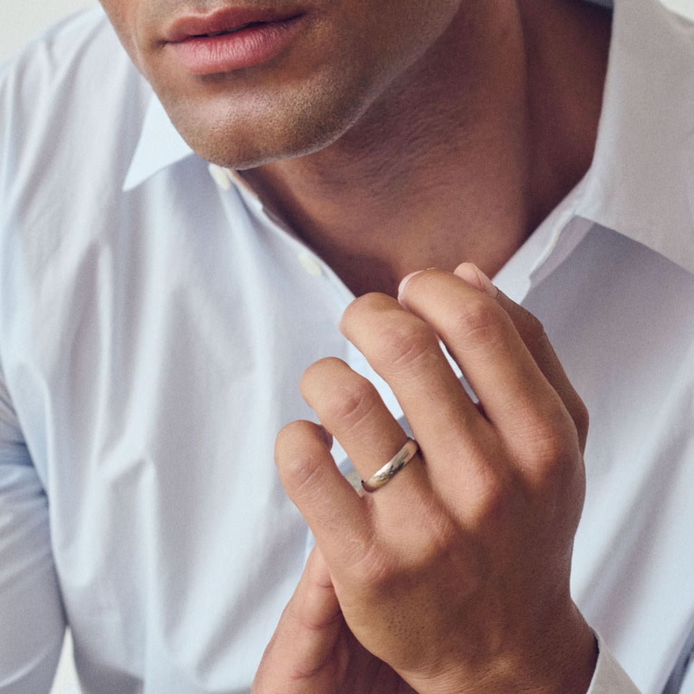 Classic 9ct White Gold D-Shape Wedding Band Ring - 4mm