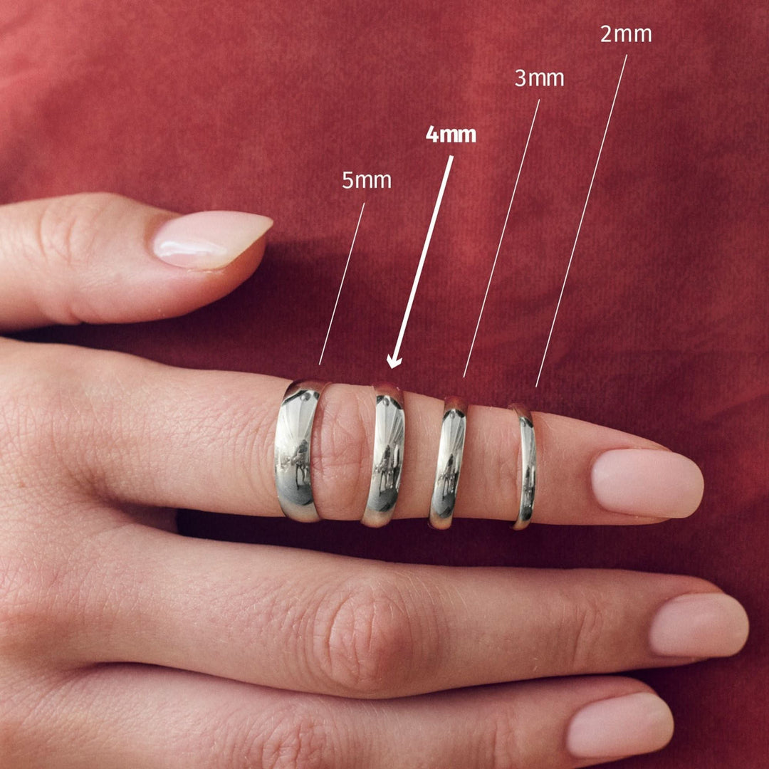 Classic 9ct White Gold D-Shape Wedding Band Ring - 4mm