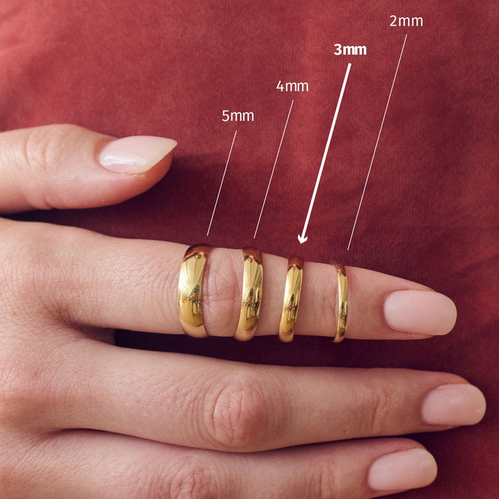 Classic 18ct Yellow Gold D-Shape Wedding Band Ring - 3mm