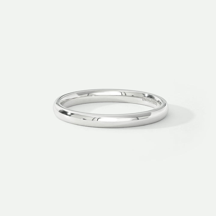 Classic 9ct White Gold Court Wedding Band Ring - 2mm