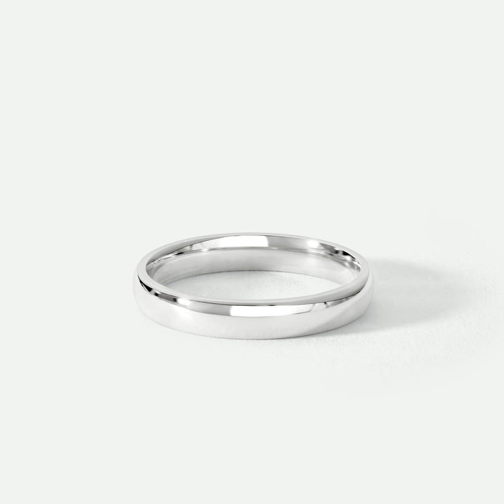 Classic 9ct White Gold Court Wedding Band Ring - 3mm