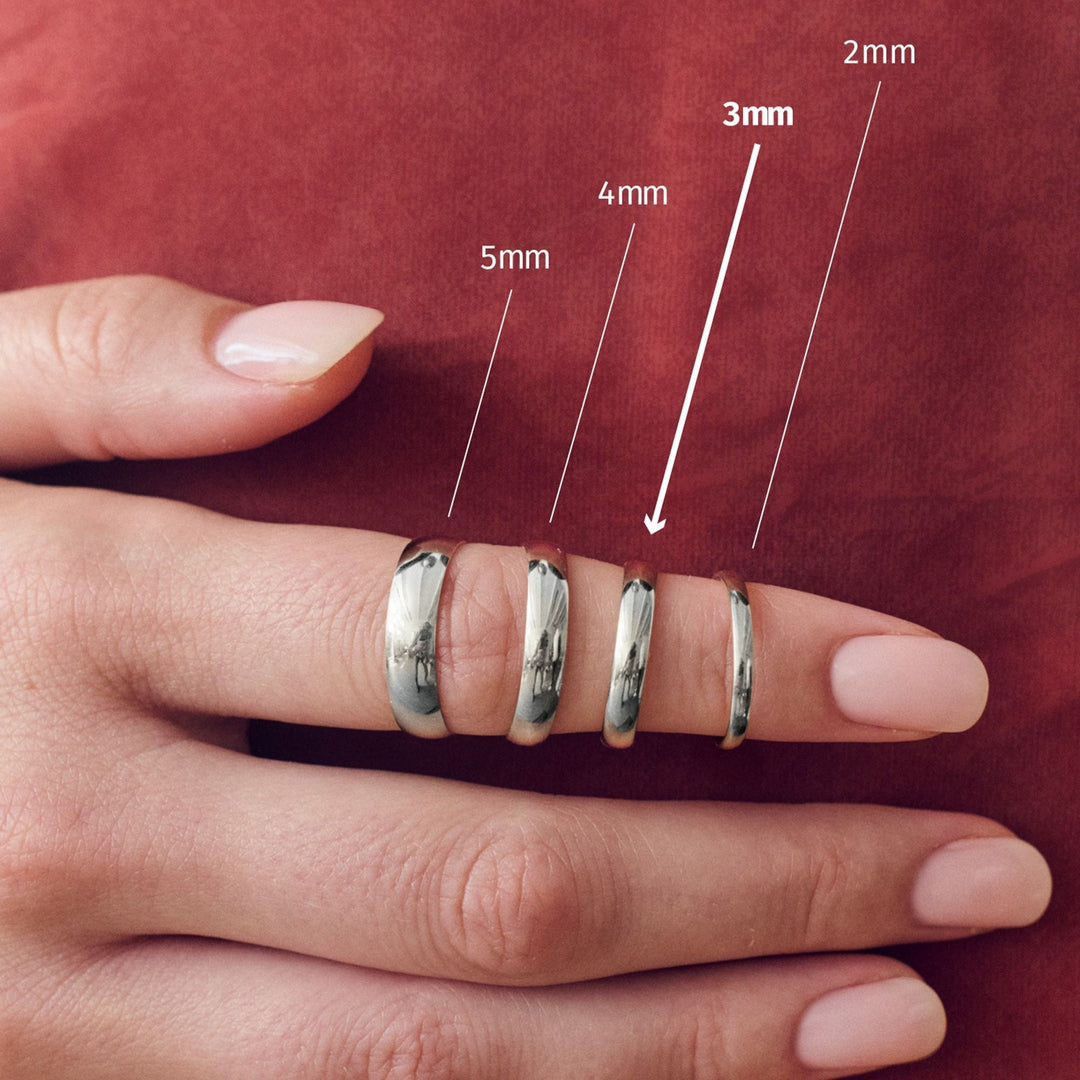 Classic 9ct White Gold Court Wedding Band Ring - 3mm