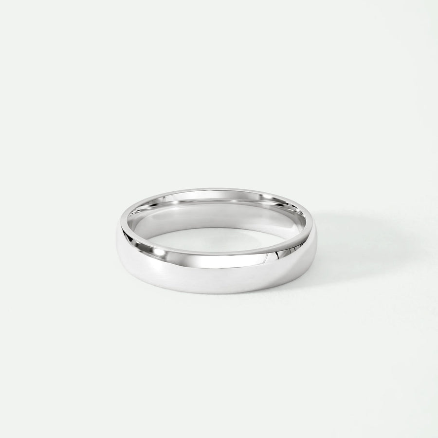 Classic 9ct White Gold Court Wedding Band Ring - 4mm