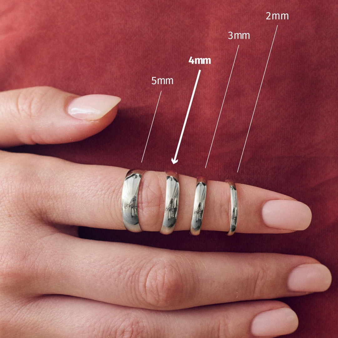 Classic 9ct White Gold Court Wedding Band Ring - 4mm