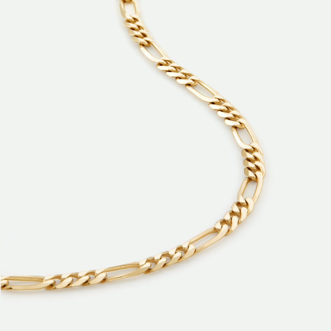 9ct Yellow Gold Solid Figaro Chain (2.4mm) 20 inch
