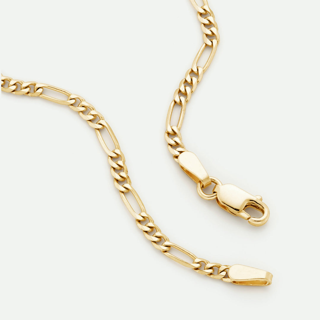 9ct Yellow Gold Solid Figaro Chain (2.4mm) 20 inch