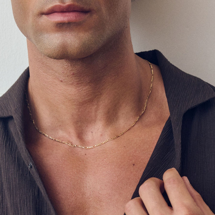 9ct Yellow Gold Solid Figaro Chain (2.4mm) 20 inch